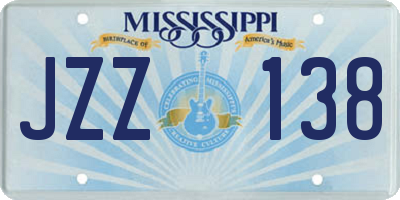 MS license plate JZZ138