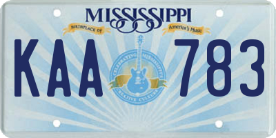 MS license plate KAA783