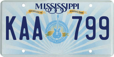 MS license plate KAA799