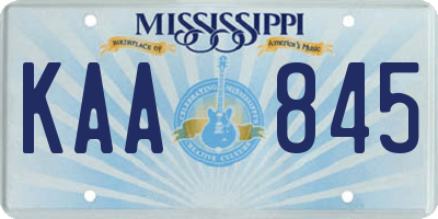 MS license plate KAA845