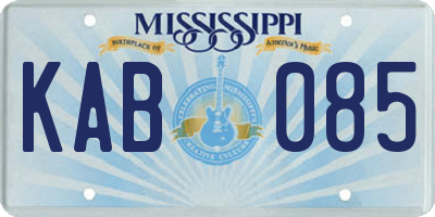 MS license plate KAB085
