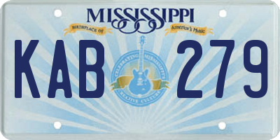 MS license plate KAB279