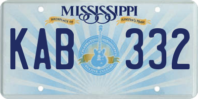 MS license plate KAB332