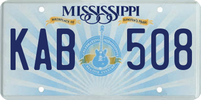 MS license plate KAB508
