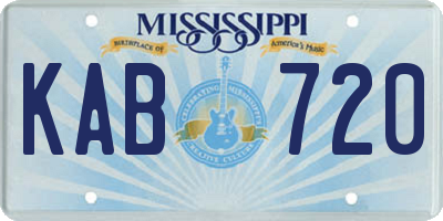MS license plate KAB720