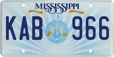 MS license plate KAB966