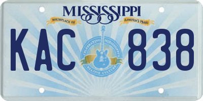 MS license plate KAC838
