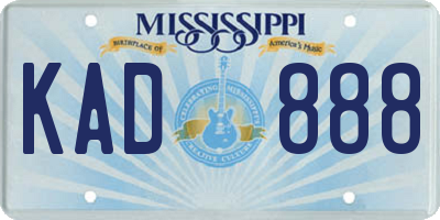 MS license plate KAD888
