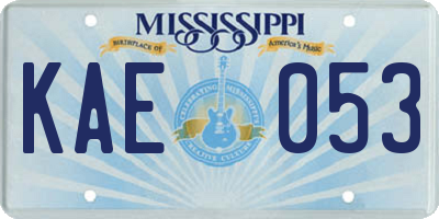MS license plate KAE053