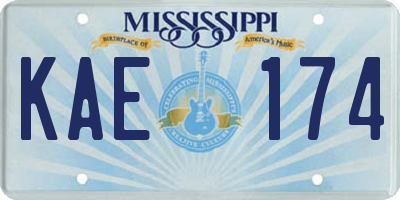 MS license plate KAE174