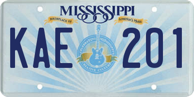 MS license plate KAE201