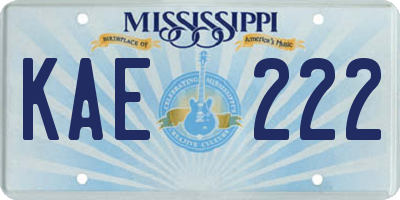 MS license plate KAE222