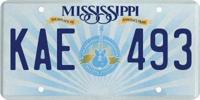 MS license plate KAE493