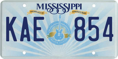 MS license plate KAE854