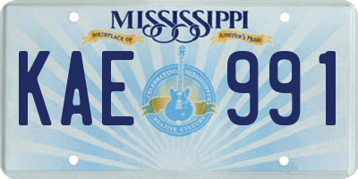 MS license plate KAE991