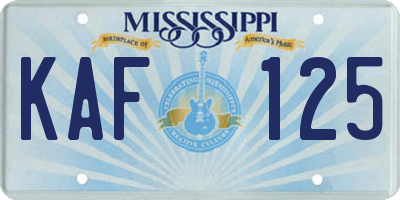 MS license plate KAF125