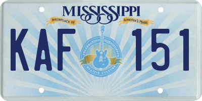 MS license plate KAF151