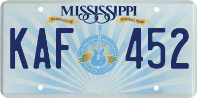 MS license plate KAF452