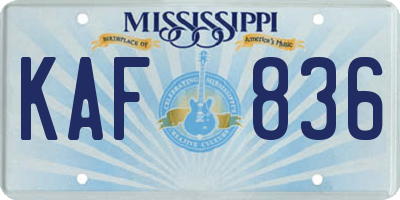 MS license plate KAF836