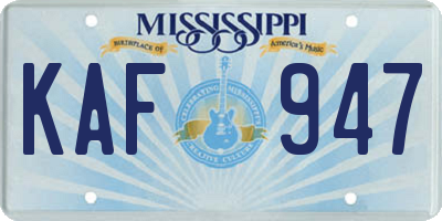 MS license plate KAF947
