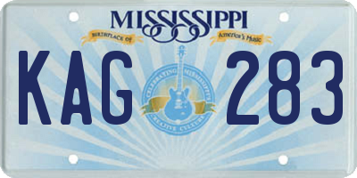 MS license plate KAG283