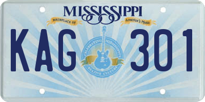 MS license plate KAG301