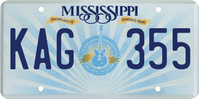 MS license plate KAG355