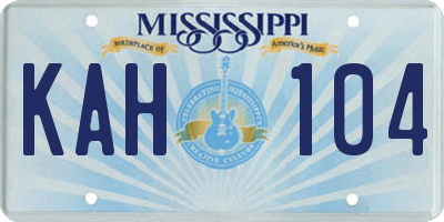 MS license plate KAH104