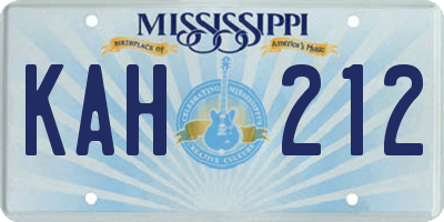 MS license plate KAH212