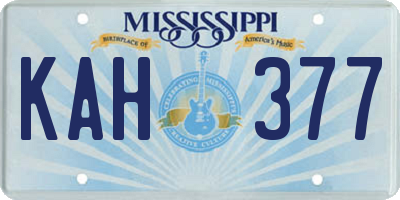 MS license plate KAH377