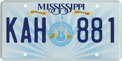 MS license plate KAH881