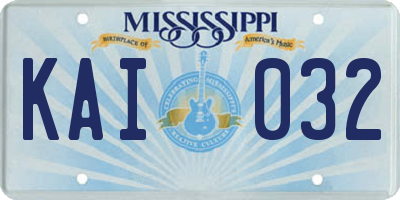 MS license plate KAI032