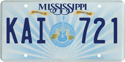 MS license plate KAI721