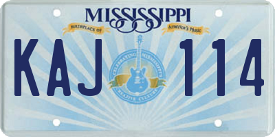 MS license plate KAJ114