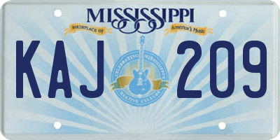 MS license plate KAJ209