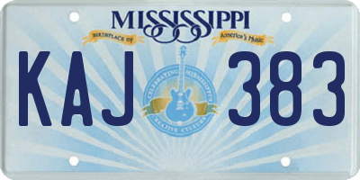 MS license plate KAJ383