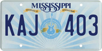 MS license plate KAJ403