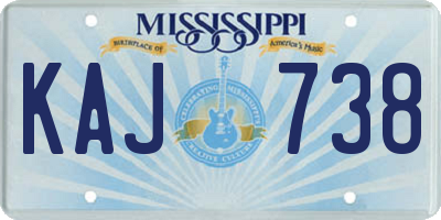 MS license plate KAJ738