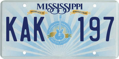 MS license plate KAK197
