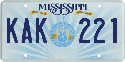 MS license plate KAK221