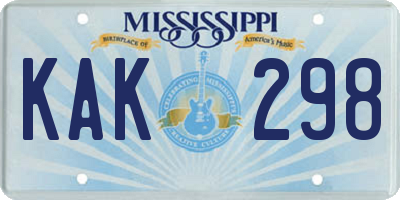 MS license plate KAK298