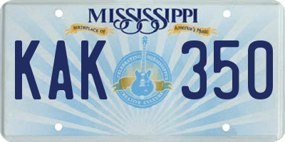MS license plate KAK350