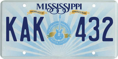 MS license plate KAK432