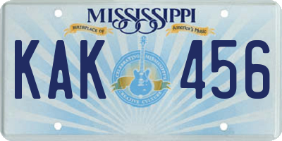 MS license plate KAK456