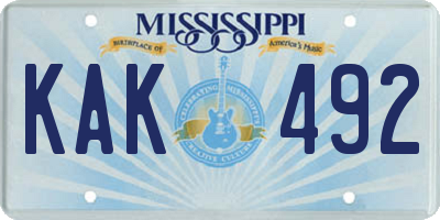 MS license plate KAK492