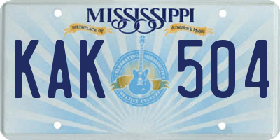 MS license plate KAK504
