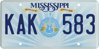 MS license plate KAK583