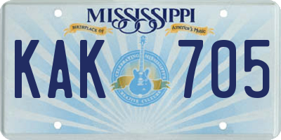 MS license plate KAK705