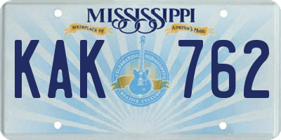 MS license plate KAK762