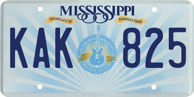 MS license plate KAK825